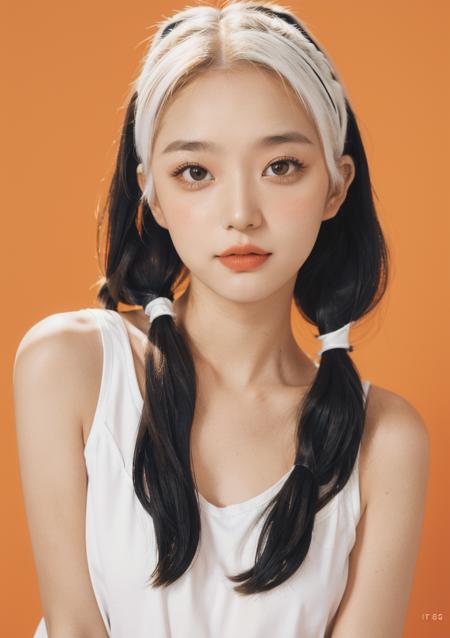 15119-1564461544-woman, (white camisole), (pigtails, cute_hair_1.2), (orange_background_1.2), absurdres, Fujifilm XT3, masterpiece, best quality,.png